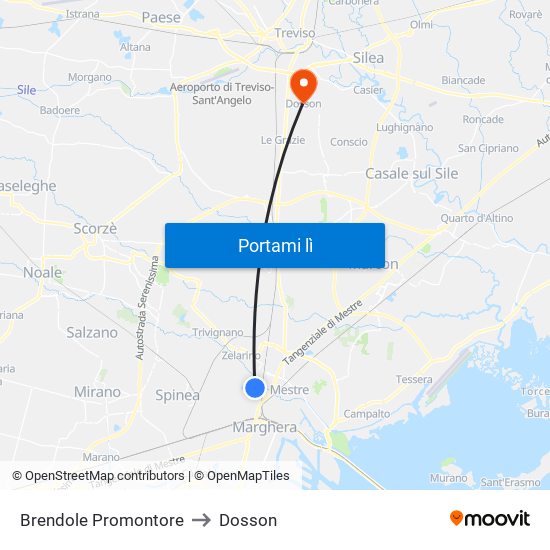 Brendole Promontore to Dosson map