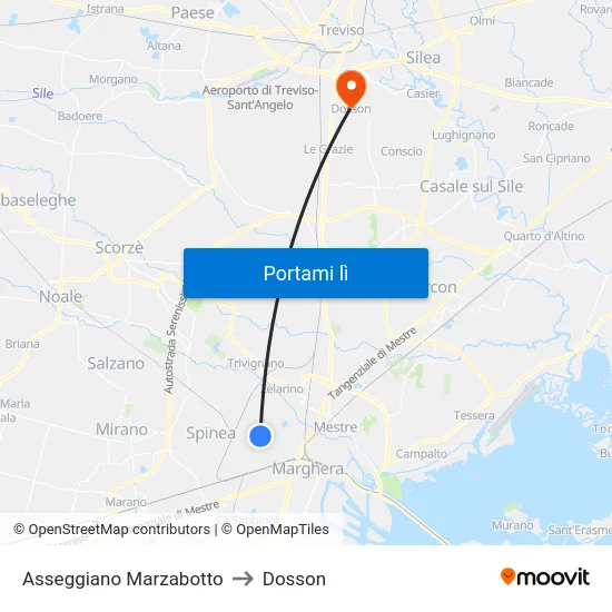 Asseggiano Marzabotto to Dosson map