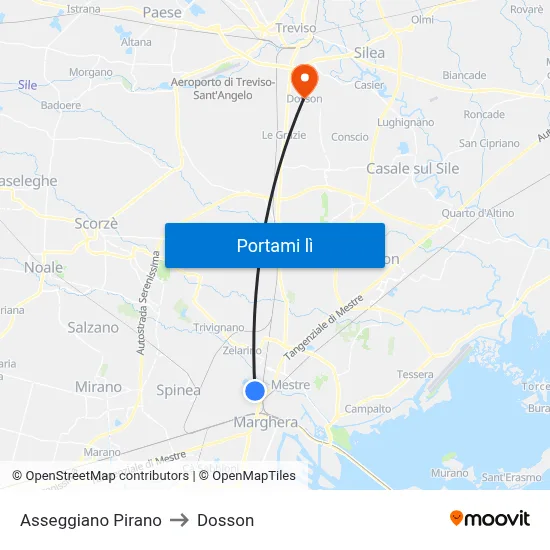 Asseggiano Pirano to Dosson map