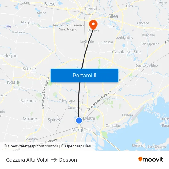 Gazzera Alta Volpi to Dosson map
