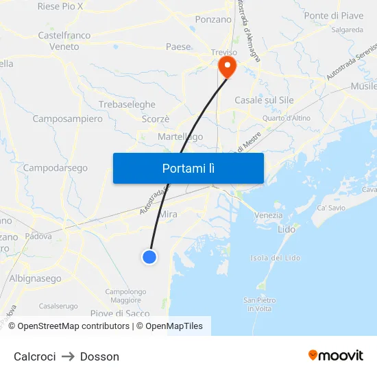 Calcroci to Dosson map