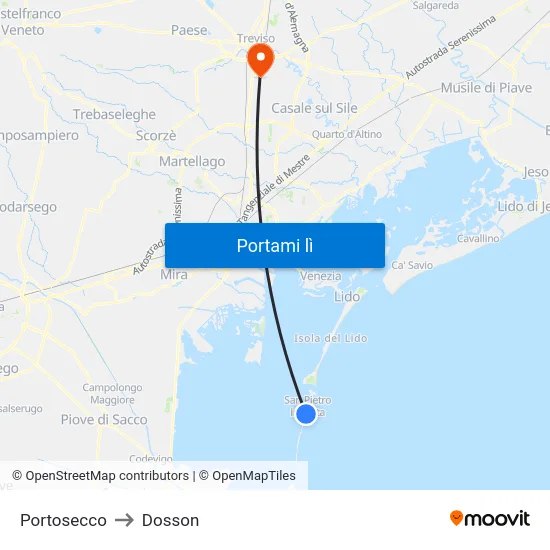 Portosecco to Dosson map