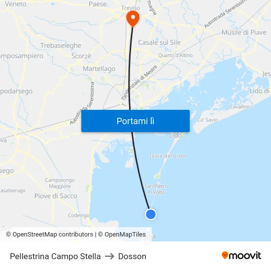 Pellestrina Campo Stella to Dosson map