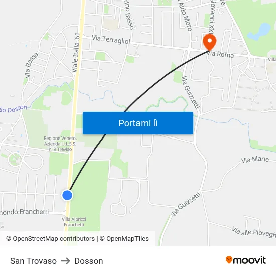 San Trovaso to Dosson map