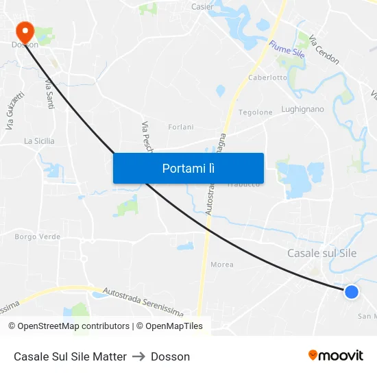 Casale Sul Sile Matter to Dosson map