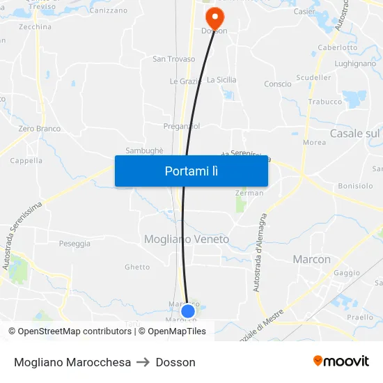 Mogliano Marocchesa to Dosson map