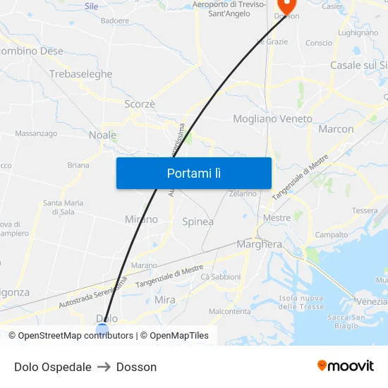 Dolo Ospedale to Dosson map