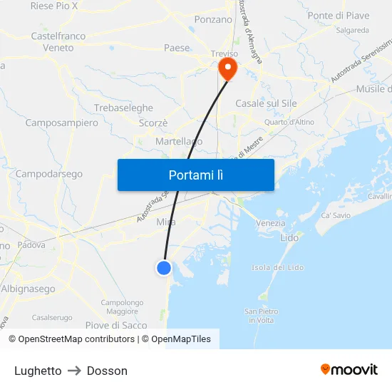 Lughetto to Dosson map
