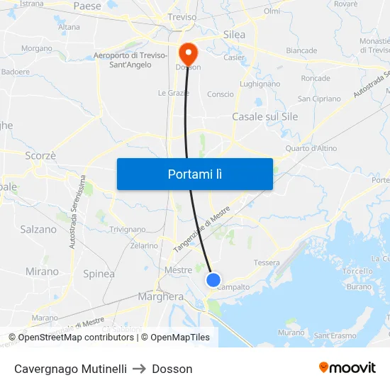 Cavergnago Mutinelli to Dosson map