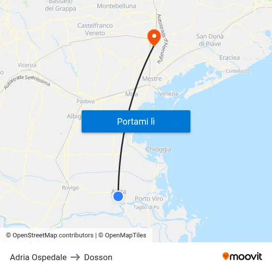 Adria Ospedale to Dosson map