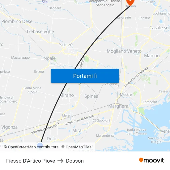 Fiesso D'Artico Piove to Dosson map