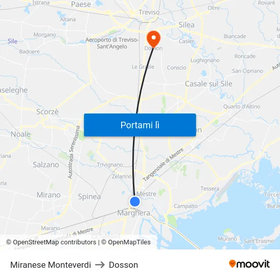 Miranese Monteverdi to Dosson map