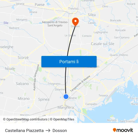 Castellana Piazzetta to Dosson map