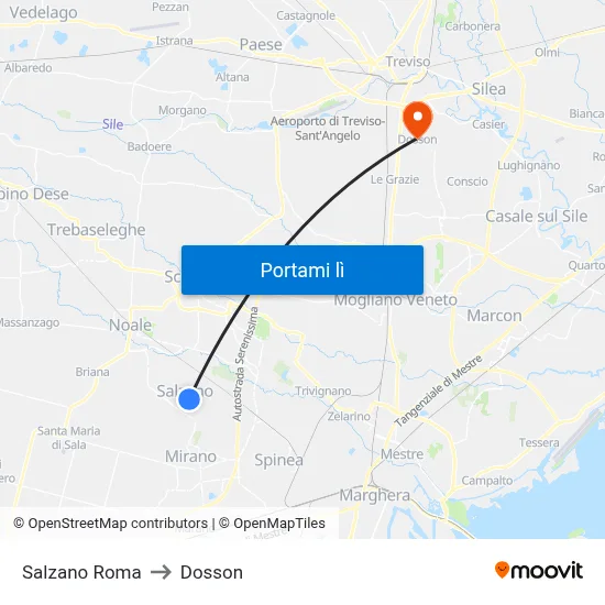 Salzano Roma to Dosson map