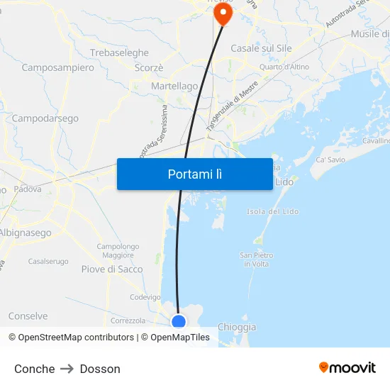 Conche to Dosson map