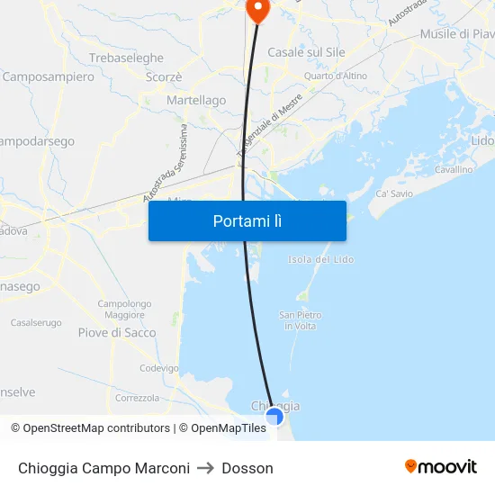 Chioggia Campo Marconi to Dosson map