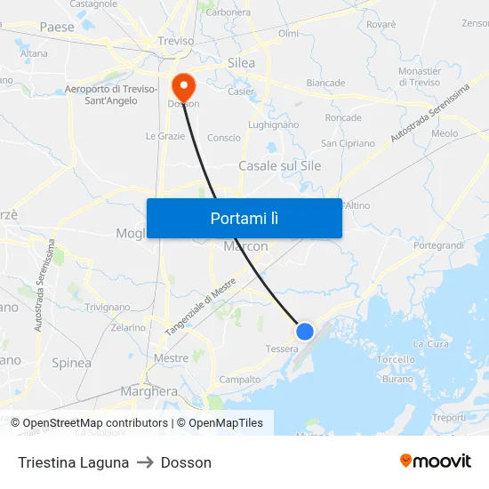 Triestina Laguna to Dosson map