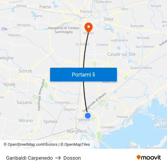 Garibaldi  Carpenedo to Dosson map