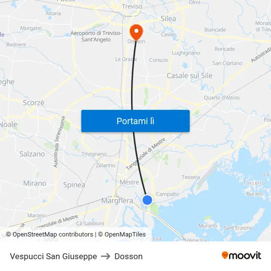 Vespucci San Giuseppe to Dosson map