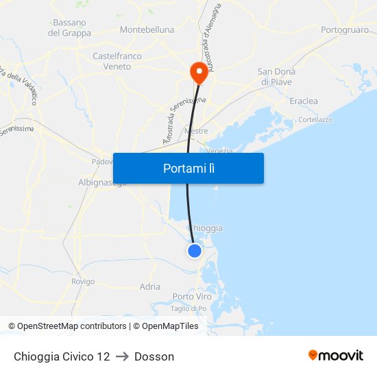 Chioggia  Civico 12 to Dosson map