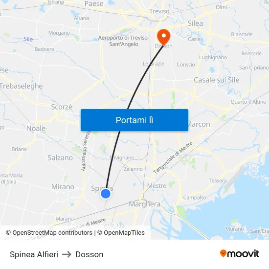 Spinea Alfieri to Dosson map