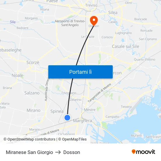 Miranese San Giorgio to Dosson map