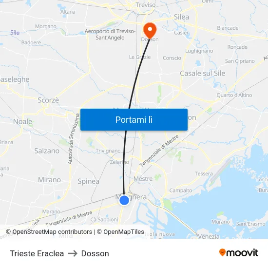 Trieste Eraclea to Dosson map