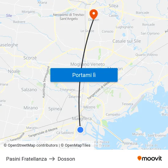 Pasini Fratellanza to Dosson map