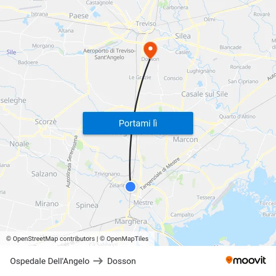 Ospedale Dell'Angelo to Dosson map