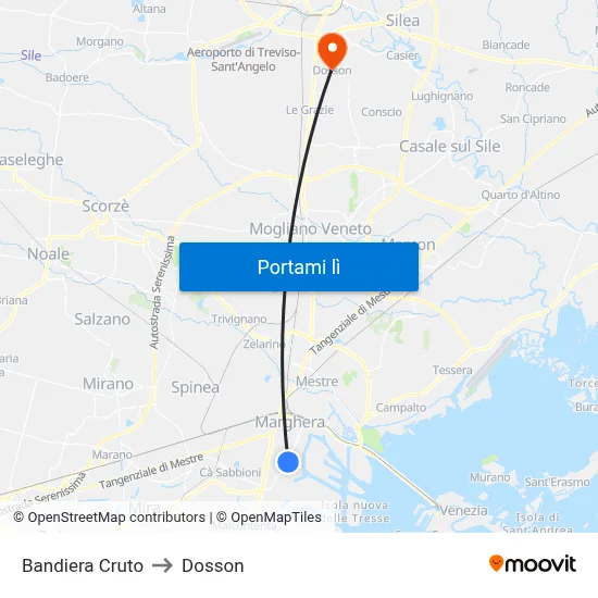 Bandiera Cruto to Dosson map