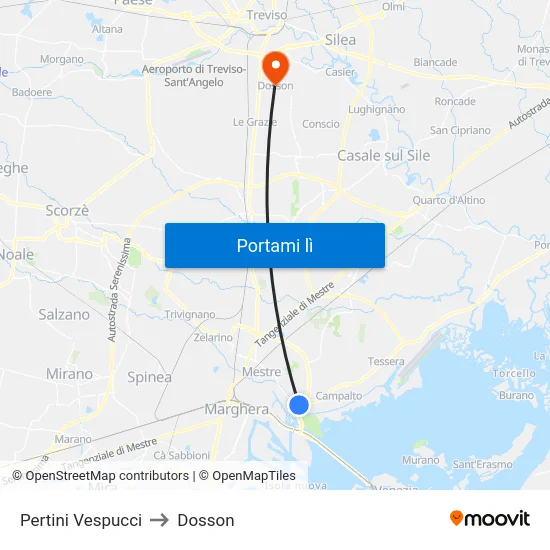 Pertini Vespucci to Dosson map