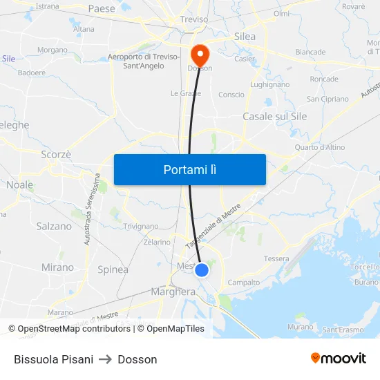 Bissuola Pisani to Dosson map