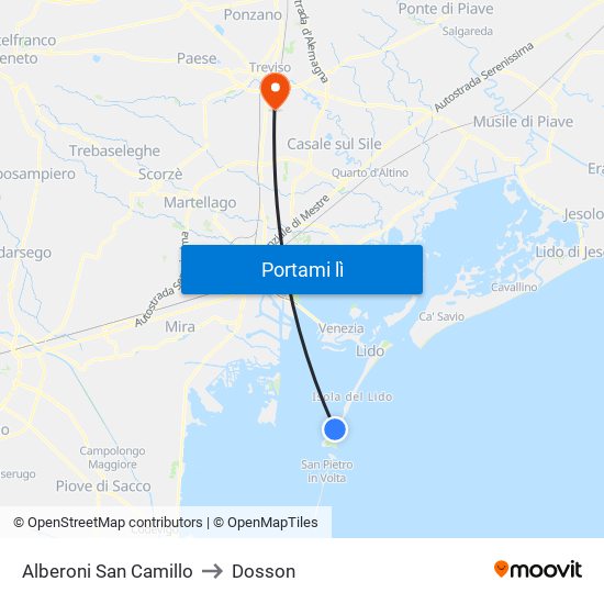 Alberoni San Camillo to Dosson map