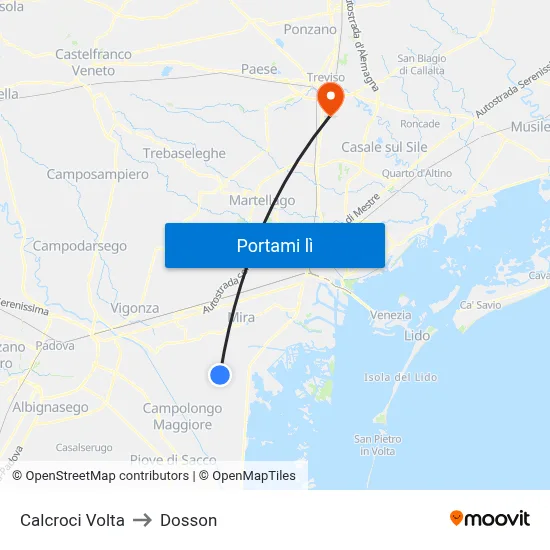 Calcroci Volta to Dosson map