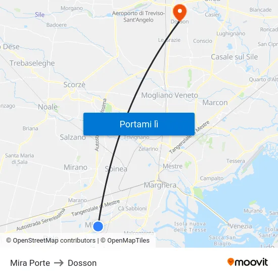 Mira Porte to Dosson map