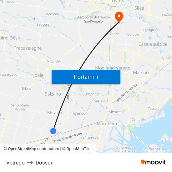 Vetrego to Dosson map