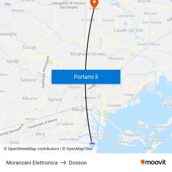 Moranzani Elettronica to Dosson map