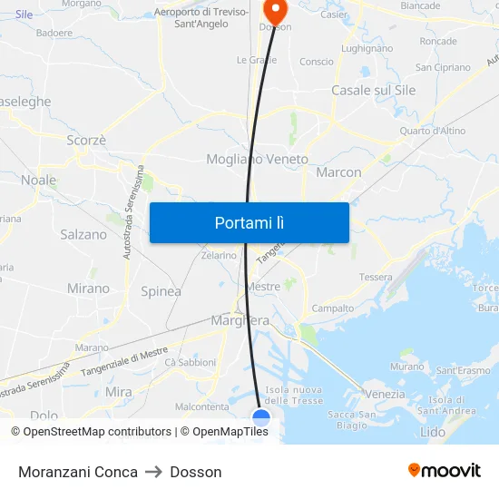 Moranzani Conca to Dosson map