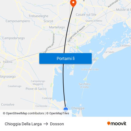 Chioggia Della Larga to Dosson map