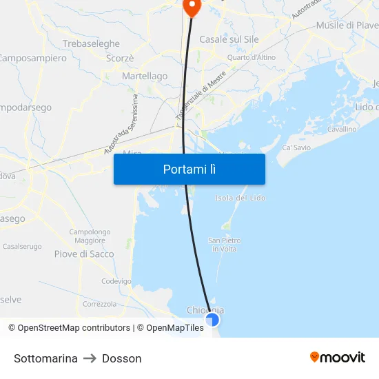 Sottomarina to Dosson map