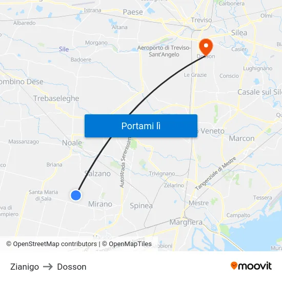 Zianigo to Dosson map