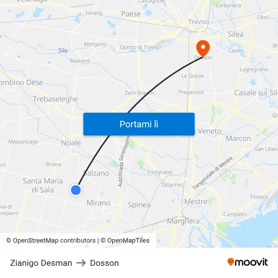 Zianigo Desman to Dosson map