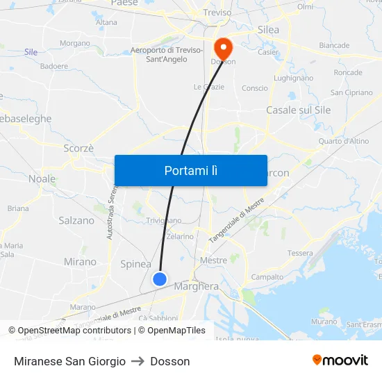 Miranese San Giorgio to Dosson map