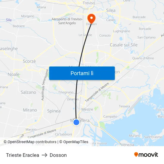 Trieste Eraclea to Dosson map