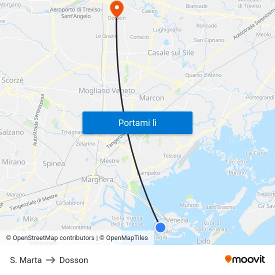 S. Marta to Dosson map