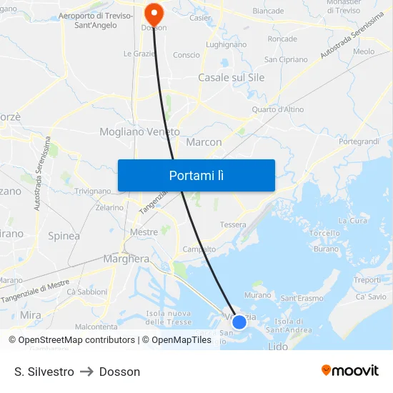 S. Silvestro to Dosson map