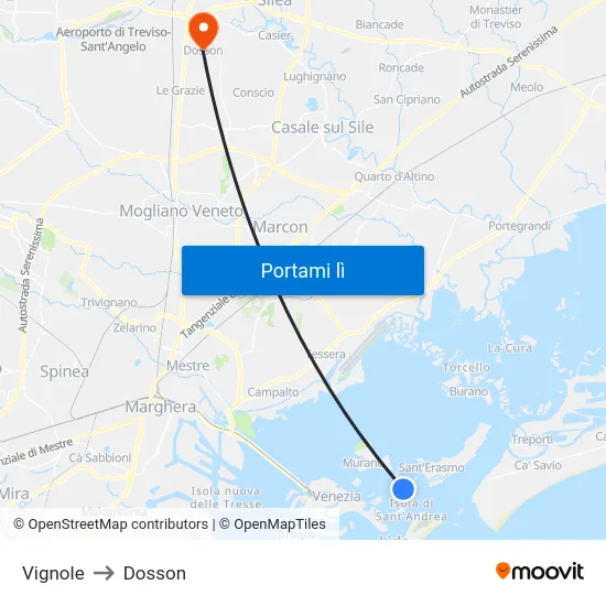 Vignole to Dosson map