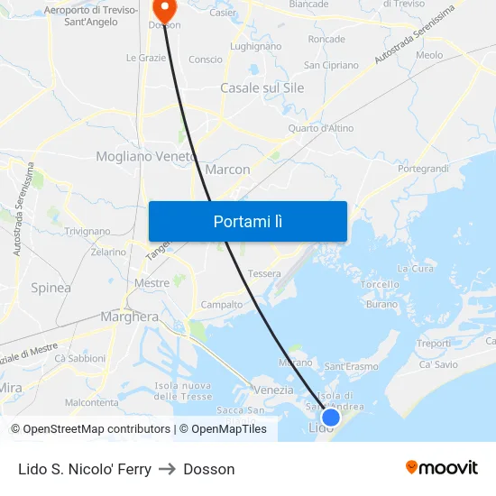 Lido S. Nicolo' Ferry to Dosson map