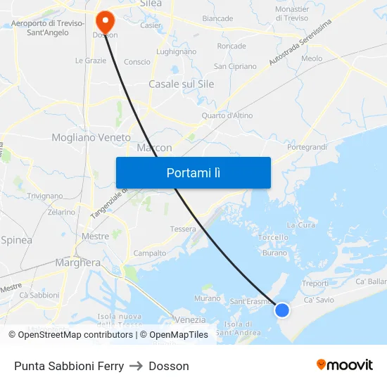 Punta Sabbioni Ferry to Dosson map