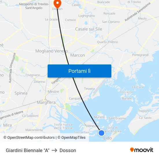 Giardini Biennale "A" to Dosson map